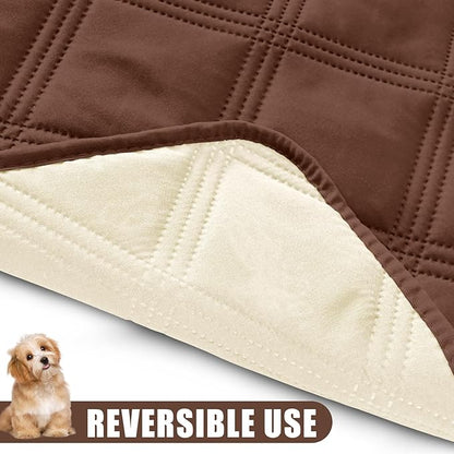 Smiry Waterproof Dog Bed Cover Blanket 30x70, Soft Reversible Pet Blanket, Washable Leakproof Cats Dogs Couch Cover for Sofa, Couch, Furniture, Brown/Beige
