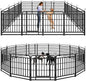 Dog Fence Outdoor 16 Piece Panels 32" Height, Square Steel Pipe with Reinforced Crossbars, Anti-Rust Heavy Duty Dog Playpen with Doors Portable for Yard RV Camping, Total 36FT, 103 Sq.ft, Snowy Black