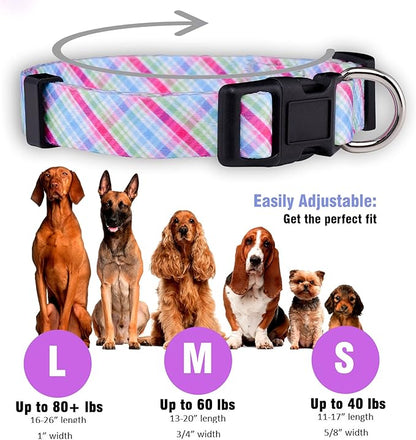 Native Pup Easter Dog Collar, Cute Spring Gift for Puppies, Pink Pastel, Eggs, Chicks, Bunny Adjustable for Small, Medium, Large Breeds (Pastel, Small)