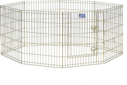 MidWest Homes for Pets Folding Metal Puppy / Dog Exercise Pen, Indoor/Outdoor Playpen with Door, 16 Sq Feet of Play Space, 30-Inches Tall, Gold Zinc