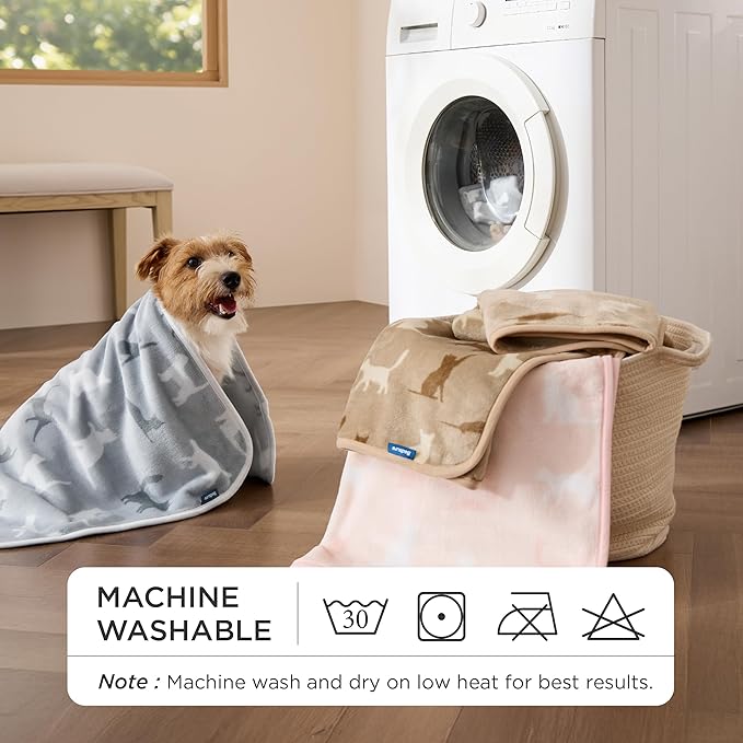 Bedsure 1 Pack 3 Pet Blankets, Super Soft Fluffy Premium Fleece Flannel Portable Throw Dog Blankets for Small Dogs, Printed Cat Puppy Blanket Pink/Grey/Brown Small(23x16 inch)