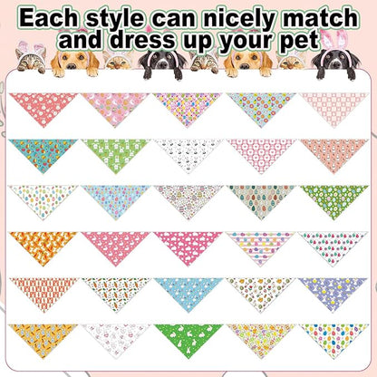 Aliceset 180 Pcs Easter Dog Bandana Bulk Spring Bandanas for Dog Cute Pet Scarf Bibs Soft Triangle Scarf Bunny Neckerchief Holiday Costume for Boy and Girl, Small and Medium Pet