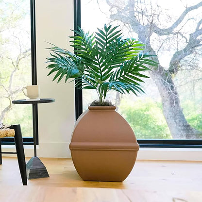 Good Pet Stuff Hidden Litter Box Planter, Decorative Cat Litter Enclosure with Carbon Filter, Artificial Plant, Easy Clean, Indoor Design, Courtyard Square Style, Base Kit, Mocha Brown