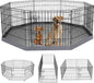 PETIME Foldable Metal Dog Exercise Pen/Pet Puppy Playpen Kennels Yard Fence Indoor/Outdoor 8 Panel 24" W x 24" H with Bottom Pad (with Bottom pad, 8 Panels 24" H)