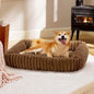Bedsure ComfyFleece™ Cute Dog Bed for Large Dogs - Washable Furry Puppy Beds, Rectangle Orthopedic Corduroy Fleece Pet Beds with Removable Zipper Cover, 36x27x8inches, Camel Brown