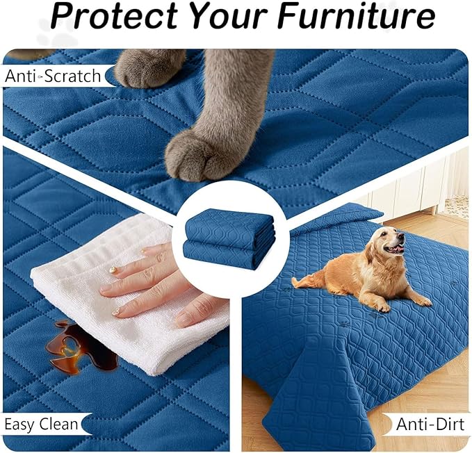 hyha Waterproof Dog Bed Blanket, Soft Pet Blankets, Waterproof Couch Cover for Dogs, Reversible Sofa Covers Washable for Furniture (68x82 Inch, Navy Blue/Navy Blue)