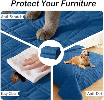 hyha Waterproof Dog Bed Blanket, Soft Pet Blankets, Waterproof Couch Cover for Dogs, Reversible Sofa Covers Washable for Furniture (40x80 Inch, Navy Blue/Navy Blue)