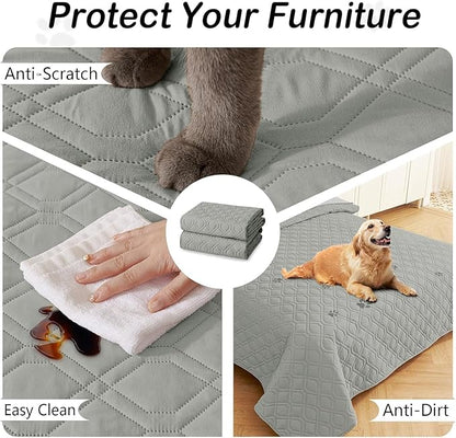 hyha Waterproof Dog Bed Blanket, Soft Pet Blankets, Waterproof Couch Cover for Dogs, Reversible Sofa Covers Washable for Furniture (40x70 Inch, Grey/Dark Grey)