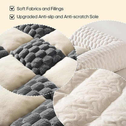 Calming Dog Bed Mats, Thick Flannel Mat for Pets Dog Pad, Washable Non-Slip Couch Protector Pet Friendly Dog Mat for Couch and Sofa(Bluegrey&White-33.45" x 30.71")