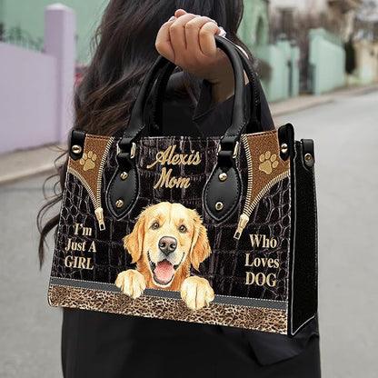 Personalized Pet Mom Leather Handbag – Custom Name Dog Cat Photo Purse, Pet Lover Gifts for Women, Christmas