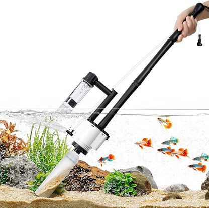 AQQA Fish Tank Cleaner,8-in-1 Electric Aquarium Gravel Vacuum,Clean Sewage+Wash Gravel Sand+Suction Stool+Filter+Water Changer+Water+Water Circulation+Dissolved Oxygen for Turtle Fish Tank 30W/480GPH