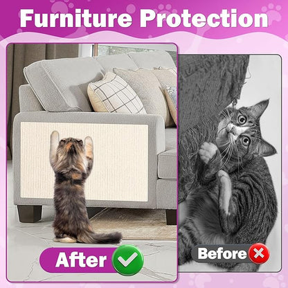 Anit Cat Scratch Couch Furniture Protector,78.7x15.8 Cat Wall Corner Scratcher Pads Mat,DIY Climbing Scratching Carpet Post Board Replacement