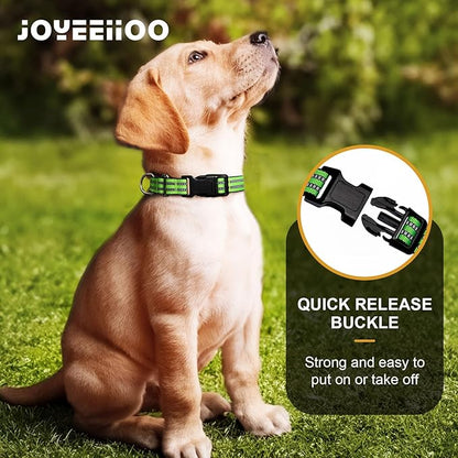 Martingale Dog Collar, Adjustable Nylon Reflective Collar with Buckle No Pull Dog Collar for Small Medium Large Dogs (Lime Green Large)