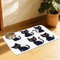 Cute Black Cats Pet Feeding Mat, Absorbent Dog and Cat Bowl Pad, Fast Dry, Non-Slip Back – 16x24 Inch