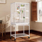 VIVOHOME 54 Inch Wrought Iron Large Bird Flight Cage with Rolling Stand for Parakeets Canaries Cockatiels Lovebirds Conures, White