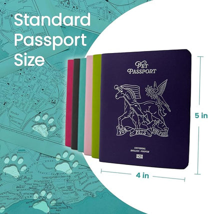 Color Premium PU Leather stitch-sewn Pet Passport Medical Record for Pet Health and Vaccination English + Spanish for Cat, Dog, Puppy and Kitten (Brown Leather, Single)