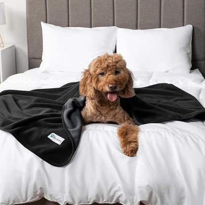 PetAmi Waterproof Dog Blanket for Medium Large Pets Dogs Cats, Pet Couch Cover Protector for Furniture, Reversible Washable Soft Fleece Cat Blanket for Bed Couch Sofa, 40x60 (Black/Gray)