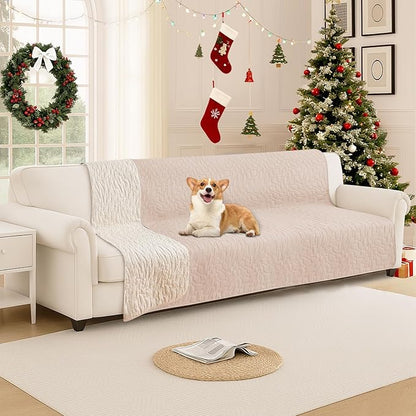 Waterproof Dog Bed Cover Pet Blanket, Soft Couch Cover for Dogs Washable, Non-Slip Dog Blanket Protect Furniture Couch Sofa Car for Puppy Large Dogs Cat (82x102 Inch, Beige)