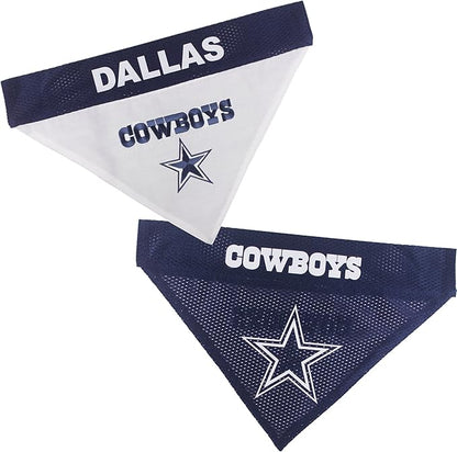 Pets First NFL DOG BANDANA - DALLAS COWBOYS REVERSIBLE PET BANDANA. 2 Sided Sports Bandana with a PREMIUM Embroidery TEAM LOGO, Large/X-Large. - 2 Sizes & 32 NFL Teams available, DAL-3217-L-XL