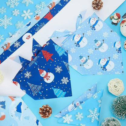 Abbylike 50 Pcs Winter Dog Bandanas Bulk Blue Snowflake Dog Bandanas for Pets Triangle Kerchief Scarf Bibs for Winter Pets Cats Party Costume Photo Props Accessories Pet Shops (31.5 x 21.7 x 21.7)
