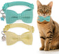 Cat Collar Breakaway with Bells, Soft Cotton Cat Bowtie Collar for Girl Boy Cats, Small Cats Collar with Bow for Spring Summer, 2 Pack Cute Kitten Collars with Removable Bowtie 8-12Inch