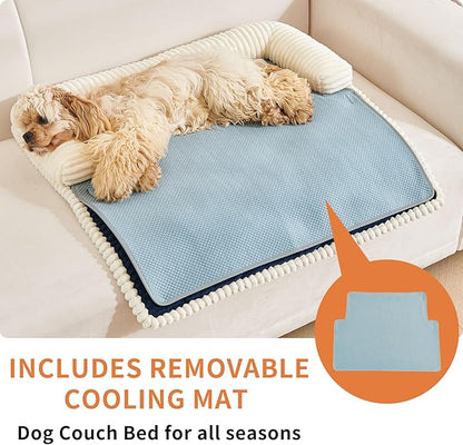 HAOMAIJIA Dog Couch Bed for Small Dogs, Non Slip Pet Couch Covers for Sofa Thick Soft Washable Dog Couch Cover Protector All Seasons Universal Dogs and Cats Bed Mat (Navy Blue, Small)