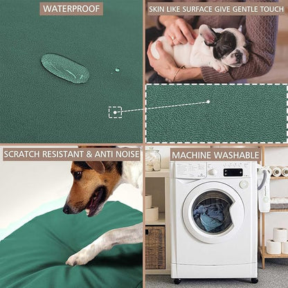 Dog Bed Cover Waterproof Replacement Machine Washable Covers for Dog Bed Heavy Duty Scratch Resistant Mattress Protector Pet Bed Round 36x36 Inch Cover Only Dark Green