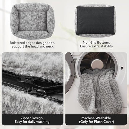 JOEJOY XL Dog Beds Large Sized Dog, Washable Orthopedic Premium Soft Corduroy Fleece Pet Bed with Removable Zipper Cover, Cute Calming Puppy Bed with Non Skid Bottom