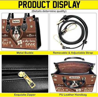 Personalized Pet Mom Leather Handbag – Custom Name Dog Cat Photo Purse, Pet Lover Gifts for Women, Christmas