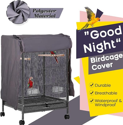 QBLEEV Birdcage Cover, Breathable Night Cover for Bird Cages, Parrot Cage Cover Shade Pet Universal Blackout Windproof Light-Proof Sleep Reduces Distractions Night Accessories Cloth Without Cage