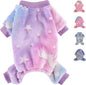 Small Dog Pajamas Pjs Sweater Cute Extra Small Dog Clothes, 4 Legs Puppy Jumpsuit, Warm Winter Fleece Doggie Onesies Pet Apparel Outfits for Chihuahua Yorkie Cat, Pink, XXXS