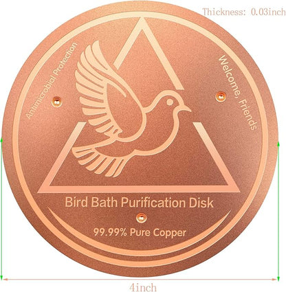 Bird Bath Purification Disk,99.99% Copper Disc for Bird Bath Copper Disk Cleaner Safe for Outside Birds Fountain Disc Accessories, Fit for Outdoor Birdbath Bowl(1 pcs)