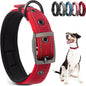 PetiFine Dog Collar for Large Dogs, Neoprene Padded and Adjustable, Reflective Wide Heavy Duty Pet Collars with Durable Metal Belt Buckle for Walking, Red, L