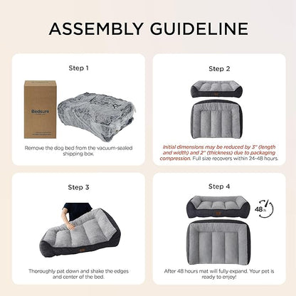 Bedsure SupportMax™ XL Pro Orthopedic Dog Beds Large Sized Dog - Extra Thick Supportive Dogs Couch with Waterproof Washable Cover, Extra Large Comfort Pet Sofa with Sherpa & Nonskid Bottom, Grey, 45"