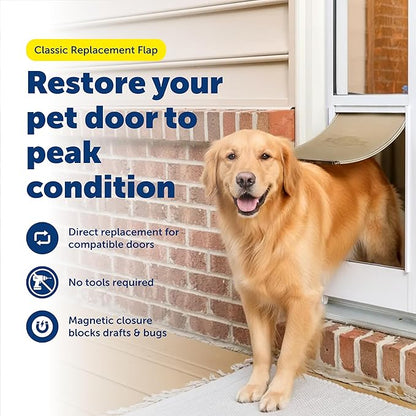 PetSafe Classic Replacement Flap - Maintains Weather Seal - Soft Tinted Vinyl Flap with Magnetic Closure - Compatible with Wall Entry & Patio Panel Pet Doors - Easy to Install - Medium