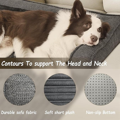 WINDRACING Luxury Dog Couch Bed, Washable Calming Dog Couch Cover, Couch Protector for Dogs, Waterproof Sofa Bed, Pet Bed Mats for Couch, Pet Couch Covers for Sofa Grey (Large 41x37x5inch) ﻿