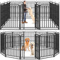Heavy Duty Dog Playpen: 12 Steel Panels 47" Height, Square Steel Pipe with Reinforced Crossbars, 27FT 57 Sq.ft Portable Fence for Yard RV Camping, Snowy Black