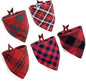 5PCS Dog Bandanas with Button - Thick Triangle Bibs Dual Layer Soft Cotton Scarves for Small Medium Boy Girl Puppy Cat Pet Baby Square Plaid Printing Washable Kerchief Halloween Costumes Outfits