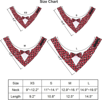ADOGGYGO Christmas Dog Tuxedo Bandana, Red Plaid Pet Chritstmas Tux with Bowtie Adjustable Christmas Formal Costume for Medium Large Dogs Pets (L)
