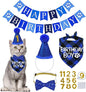 STMK Cat Birthday Party Supplies, Cat Birthday Hat with Numbers Bandana Bow Tie Collar Banner for Cats Kittens Birthday Outfit Decorations