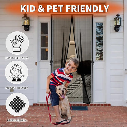 Fiberglass Magnetic Screen Door Fit Door Size 30 x 80 in- Heavy Duty Fiberglass Screen Door Mesh for Interior Door, Patio and Sliding Doors - Door Screen Magnetic Closure Let Fresh Air in
