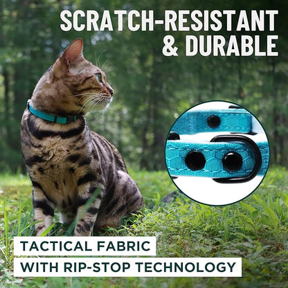 OutdoorBengal Red Cat Collar Breakaway with Soft Padding for Medium to Large Cats - Durable Heavy Duty Tactical Fabric, Comfortable, Quick Release Breakaway Cat Collars, No Bell Collar (Red, Adult)