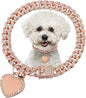Hillban Dog Chain Gold-Plated Diamond Collar with Heart Rhinestones Jewelry Pet ID Tag Chain Bling Puppy Collar with Personalized Name Tag for Small Medium Large Dog Cat(Rose Gold,10 Inch)