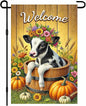 Fall Garden Flag Welcome Calf Animal Garden Flag Farm 12x18 Inch Double Sided Outdoor Decoration for Fall Season Yard Porch Lawn Display Cute Flower Cow Banner Autumn Harvest