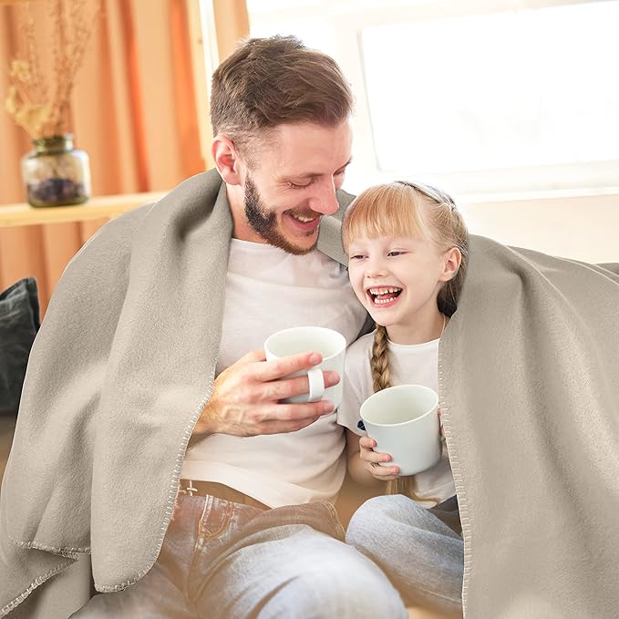 Fleece Throw Blankets Bulk Fleece Blankets Solid Wholesale Lightweight Warm Soft for Pet Bed Sofa Couch Office Wedding Gifts Travel Seasons Beige and Pink 50x60 Inches Pack of 6