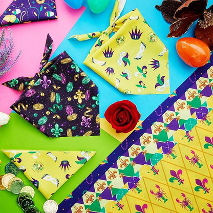 Abbylike 50 Pcs Mardi Gras Dog Bandanas Bulk Purple Green and Gold Bandanas for Dogs Triangle Kerchief Bibs Scarf Set for Pet Carnival Costume Photo Props Accessories Shops (25.6 x 17.7 x 17.7)