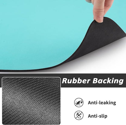 Dog Food Mat - Absorbent Cat Mat for Food and Water, No Stains Pet Feeding Bowl Mat, Easy to Clean Pet Placemats, Quick Dry Dog Water Dispenser Mat for Messy Drinkers | Paw Teal 18"x34"