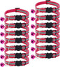 14 Pack Breakaway Cat Collar with Bell, Reflective Kitten Collar for Girl Boy Cats, Safety Buckle Adjustable 7.5-12.5 Inch, 0.4 Inch Width Lightweight, Pet Gifts (Rose)