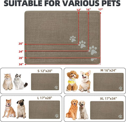 PUPTECK Dog Food Mat, Absorbent Pet Cat Feeding Mat for Food and Water Bowls, Anti-Slip Dog Placemat for Floors Waterproof, Pet Supplies Accessories, Khaki S