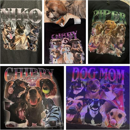 IZI POD Custom Dog Shirt for Women, Personalized Pet Face Photo Shirt, Bootleg Rap Tee Dog Gifts Valentine Birthday Gift